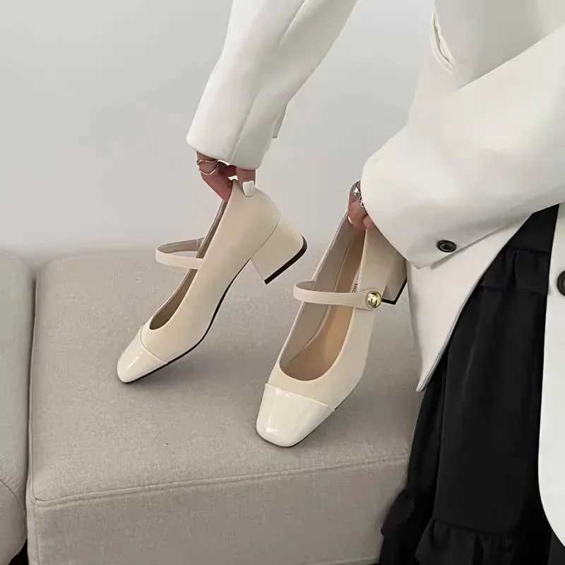 Antumn Square Toe Ballet Shoes Fi Chunky Heels Mary Jane Shoes Casaul Shallow Buckle Soft Sole Shoes Zapatos De MujerXJ251027