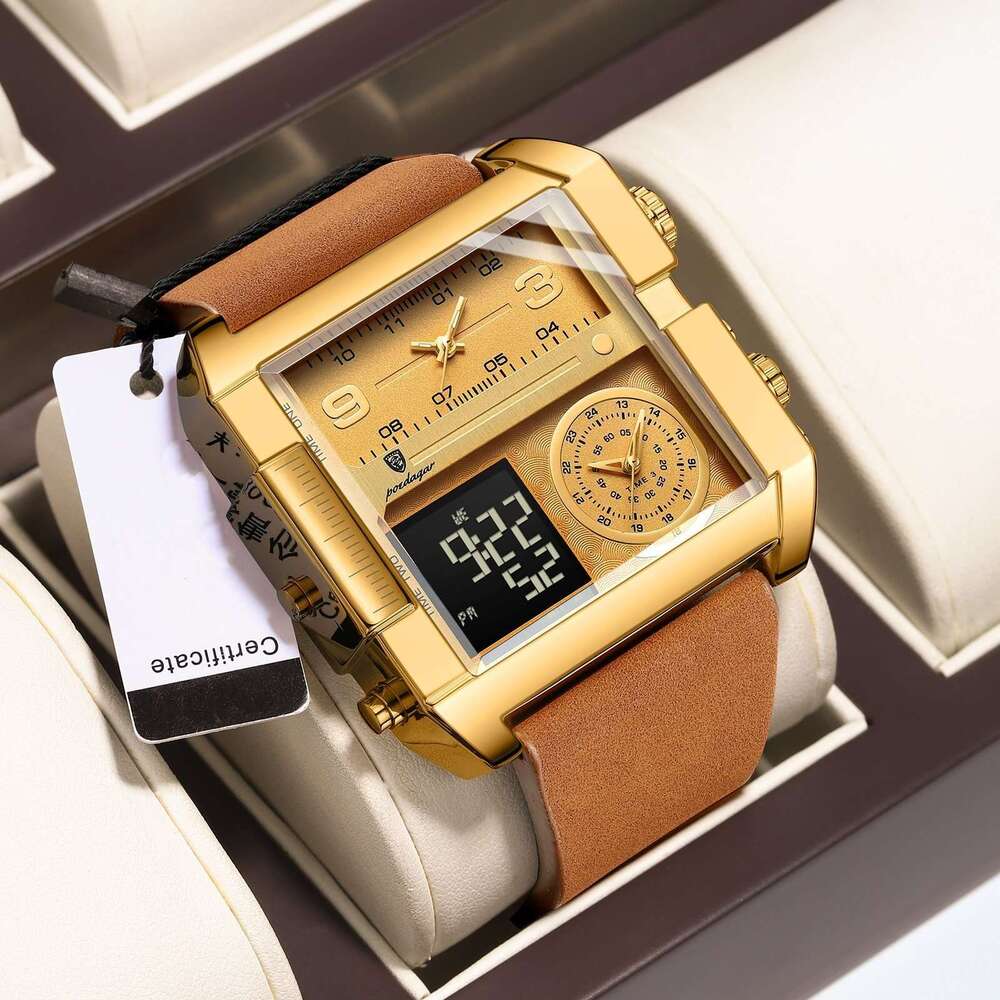 Swiss Brand New Men's Dual Display Electronic Quartz Watch Live