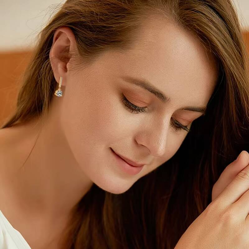 Earrings Wholesale Bulk Diamond Hoop Earrings 925 Sterling Silver 65mm 1CT DColor Round Cut Moissanite Stud Earring for Women