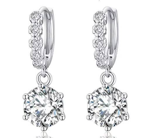 GRA VVS 1CT Diamond Tennis Long Hanging Dangle Hoop Moissanite Earring for Women 925 Sterling Silver Engagement Fine Jewelry Set