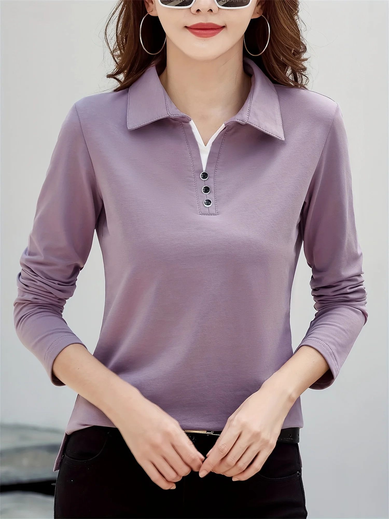 Womens solid color POLO shirt 251027