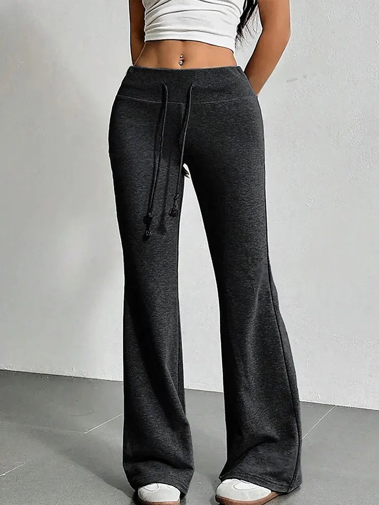 Black Sexy Womens Trousers Autumn Streetwear Fashion Casual Slim Versatile Laceup Pants Elegant Female Sexy Pants Clothing 251027