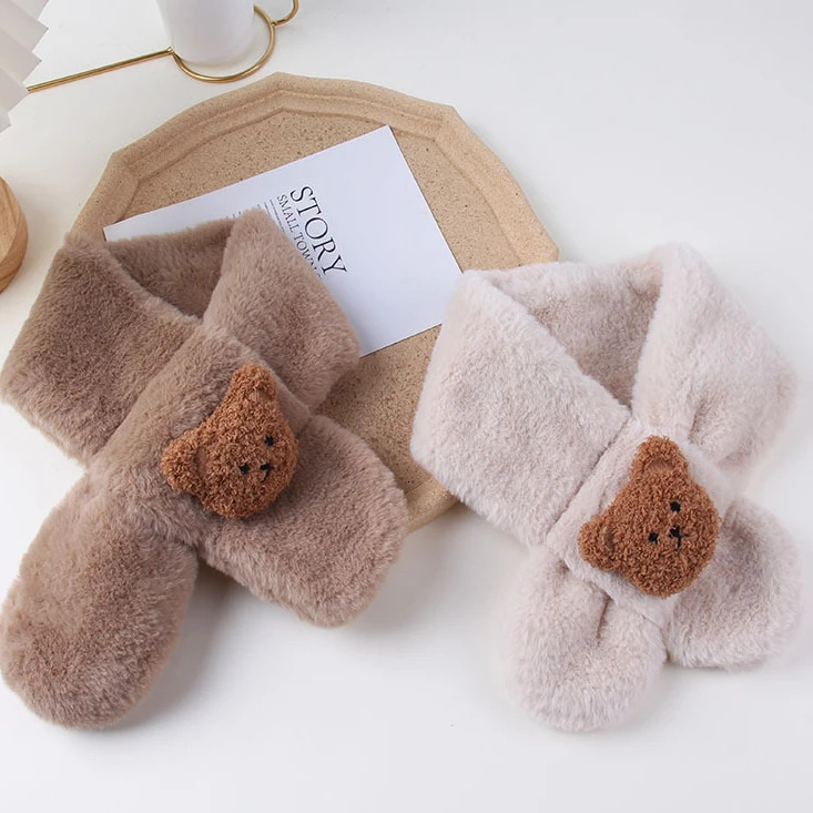 Autumn Winter Soft Plush Children Scarf Cute Cartoon Girl Baby Thick Warm Scarf Outdoor Kids Neckerchief Baby Accessories 251027