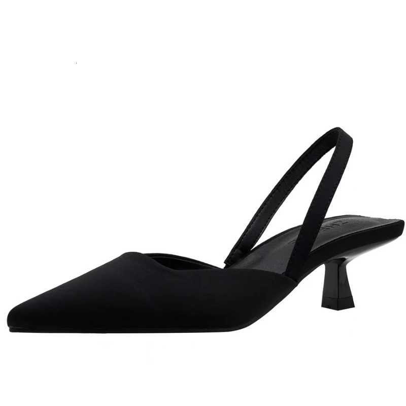 Summer new womens shoes thin heel high heel pointed back empty flat bottom word with temperament sandals womenXJ251027