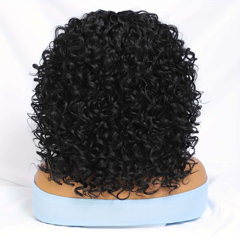 180% Density Short Afro Curly Front - 13X4x1 T-Part, 100% Heat-Resistant Fiber, Ombre Blonde Ginger Black, Pre-Plucked, Cosplay Ready, 16Inch, Synthet