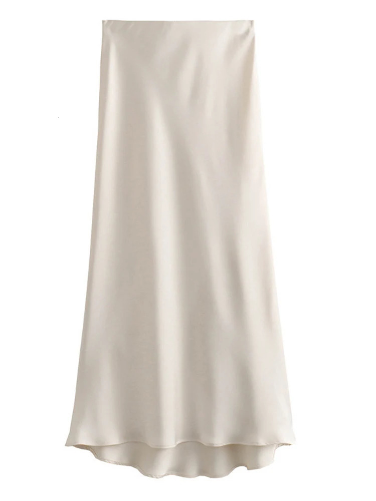 2025 Black Satin Skirt Woman High Waist Elegant Long Skirts For Women Fashion Summer Midi Skirt Office Womens Skirts 251013