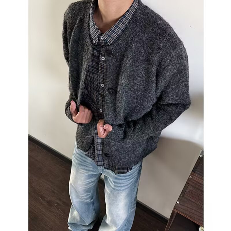 American Style Cardigan Sweater For Men Autumn And Winter Lazy Style High-end Feel Crew Neck Designer Sweater Knitwear Cleanfit Jacket