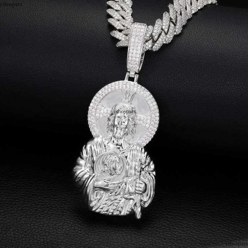 Vintage Portrait Pendant Necklace 5A Zircon Real Gold Plated Hip Hop Jewelry