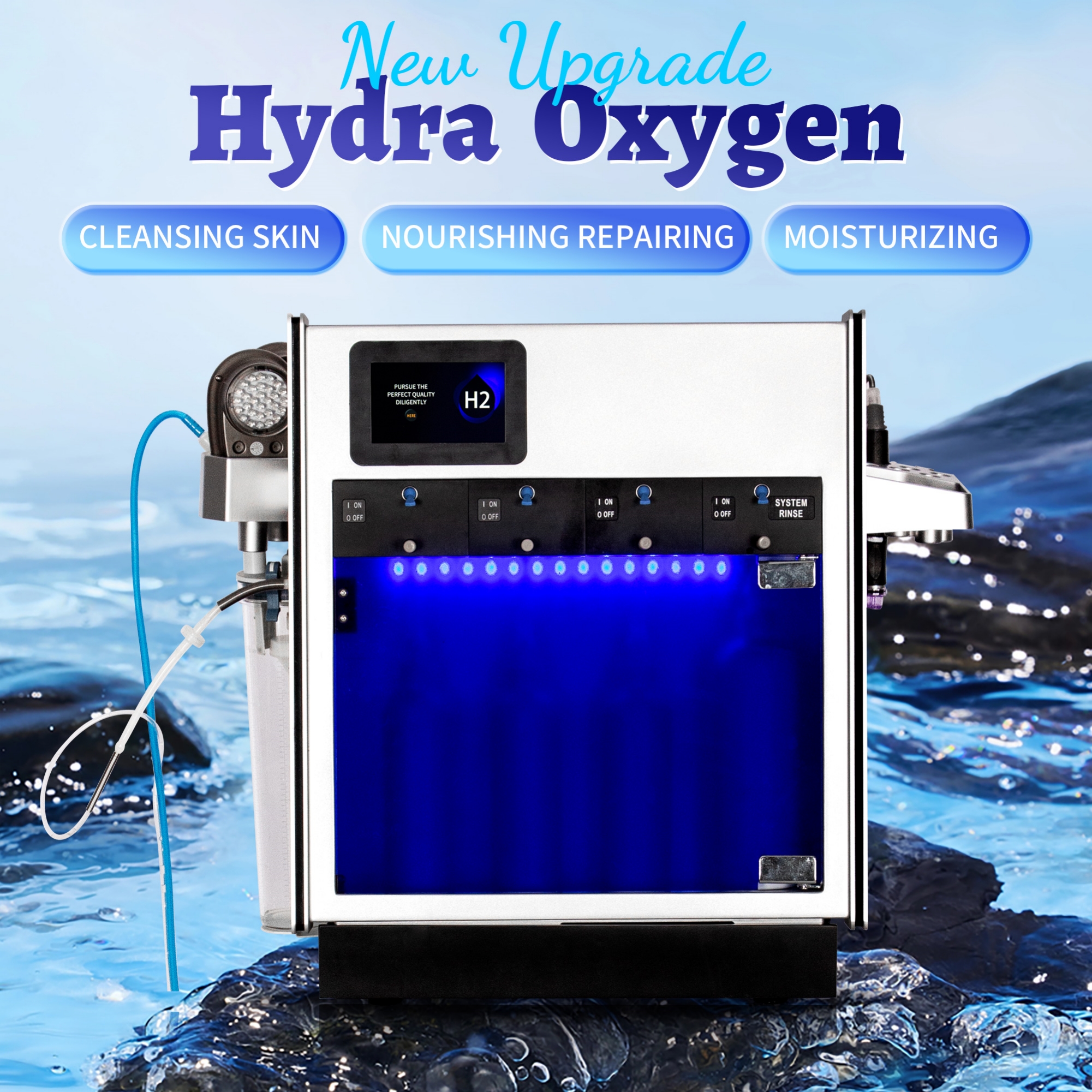 Hydra Oxygen Skin Hydratant Machine de beauté Hydrodermabrasion Eau Peeling Nettoyage en profondeur Exfoliation Beauté Appareil facial NOUVEAU