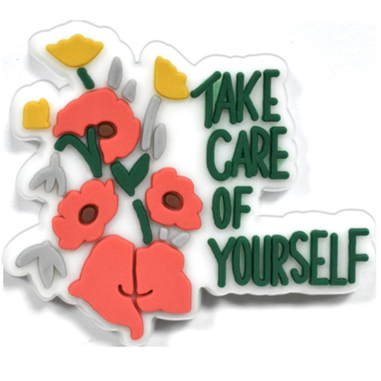 Self Love shoe charms pvc soft red flower shoe decoration buckle clog accessories wristband pin button