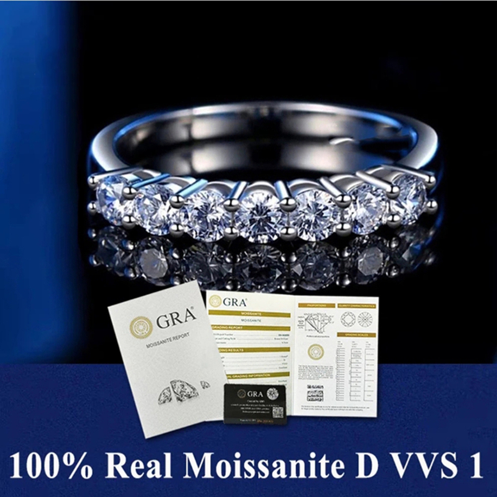 100% Pass Diamond tester Pen Moissanite Ring Matching Wedding Diamond Band for Women 925 Sterling Silver Female Single Tail Ring