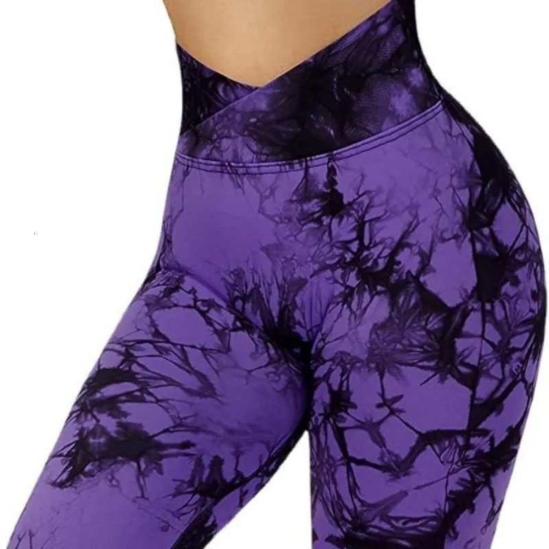 Seamless V Waist Leggings Women Tie Dye Slim Tights Stretchy High Waist Running Cycling Sexy Hip Liftting Yoga Fitness Pants 251027