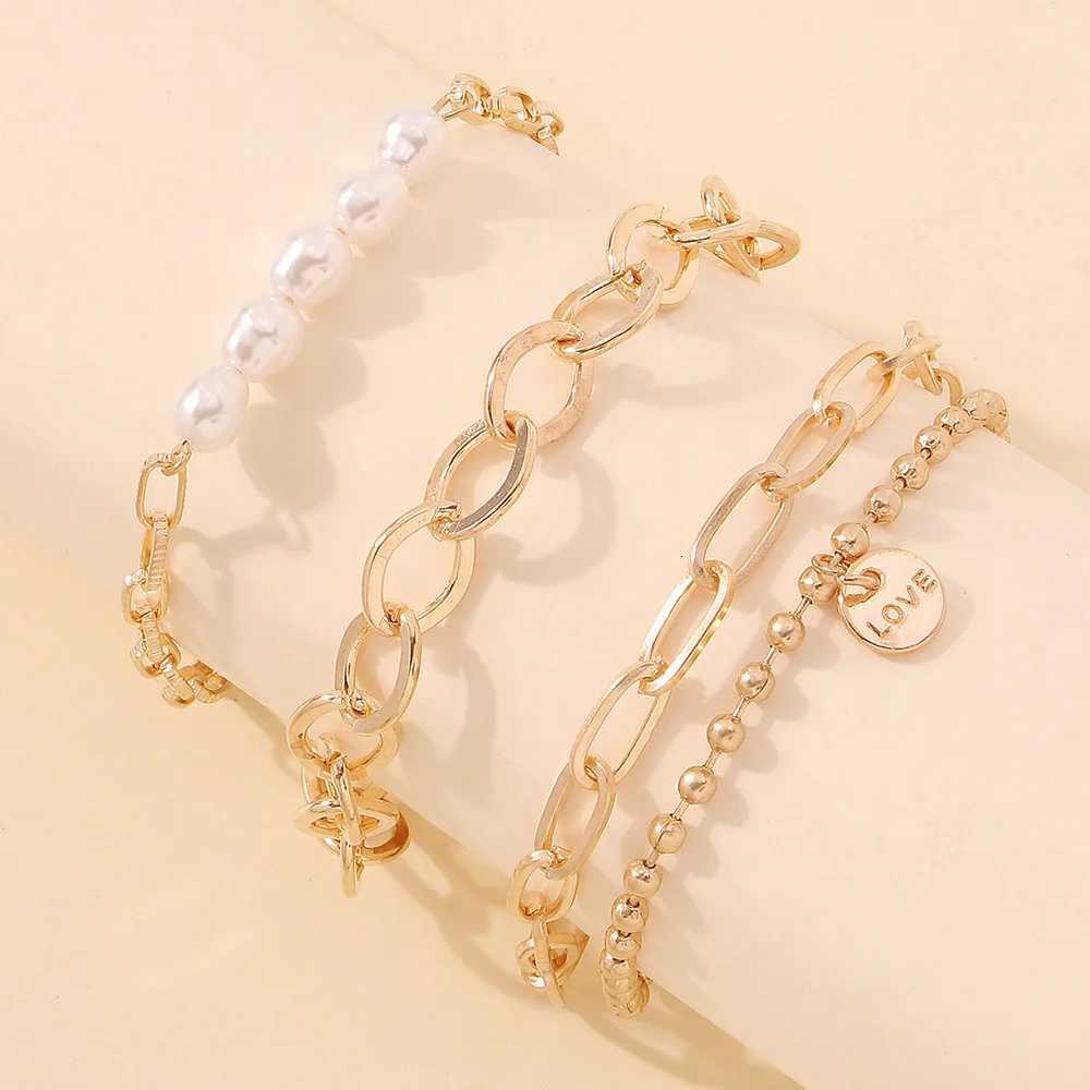 Boho Fashion Bracets For Wen New Vintage Geetric Pearl Human Coin Pendant Gold Color Jewelry Gift For Fa B029W251027