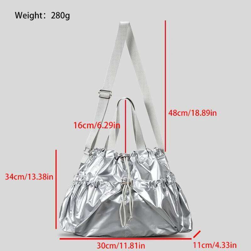 New Korean Style Casual Shoulder Bags Versatile Drawstring Lightweight Nylon Handbag Large Capacity Single Crossbody Tote Bag 251027