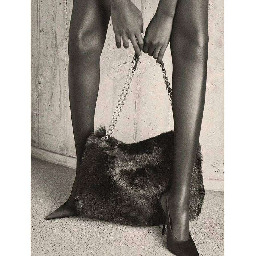 Fashion Large Tote Faux Fur Women Handbags Chains Design Lady Shoulder Bags Fluffy Soft Plush Shopper Bag Warm Winter