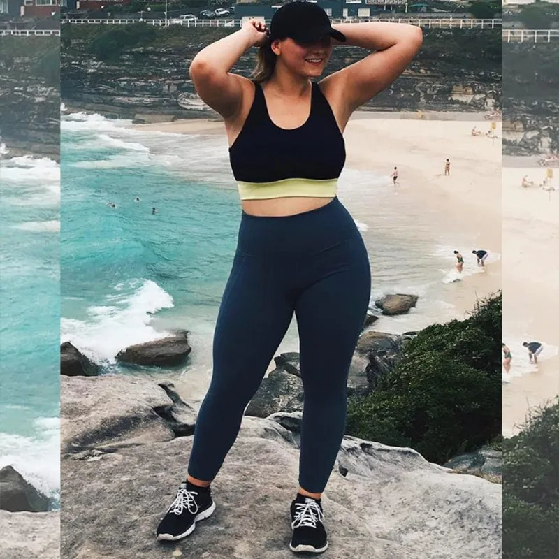 Womens Plus Size HighWaisted Yoga Leggings with Pockets Tummy Control HipHugging Workout Solid Colors Tights for Gym 251027