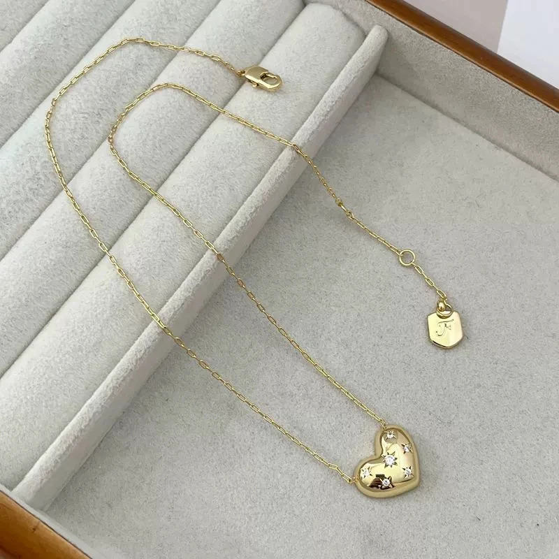 Simple Metal Golden Color Heart Pendant Necklace For Women Fashion Jewelry 251023