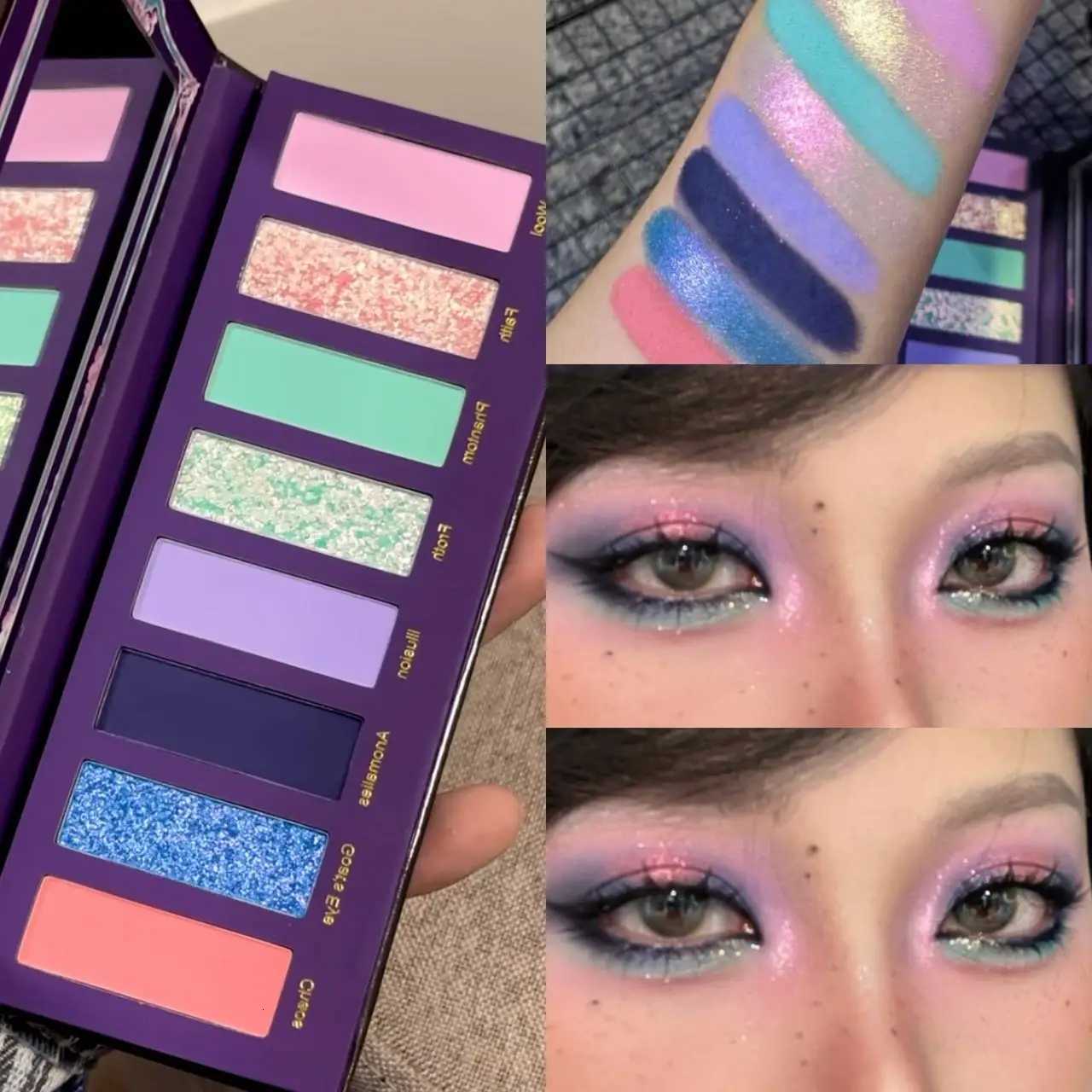 8 Color Punk Eye Shadow Palette Matte Pearlescent Smoke Polarized Purple Eyeshadow Blue Green Glitter Eye Halloween Makeup PaletXJ251027