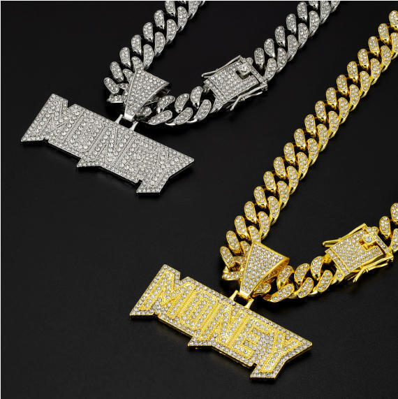 Custom Made Thorn And Birds Baguette Name Letter Pendant Rose Gold Over Sterling Silver Match 18MM Cuban Link Chain Necklace