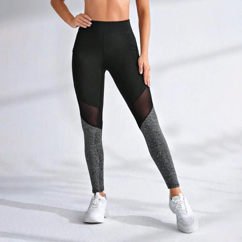 Seamless Sexy Mesh Spliced Leggings Women with Pocket Leggings High Waist Push Up Butt Gym Trainning Fashion Slim Yoga Tights 251027