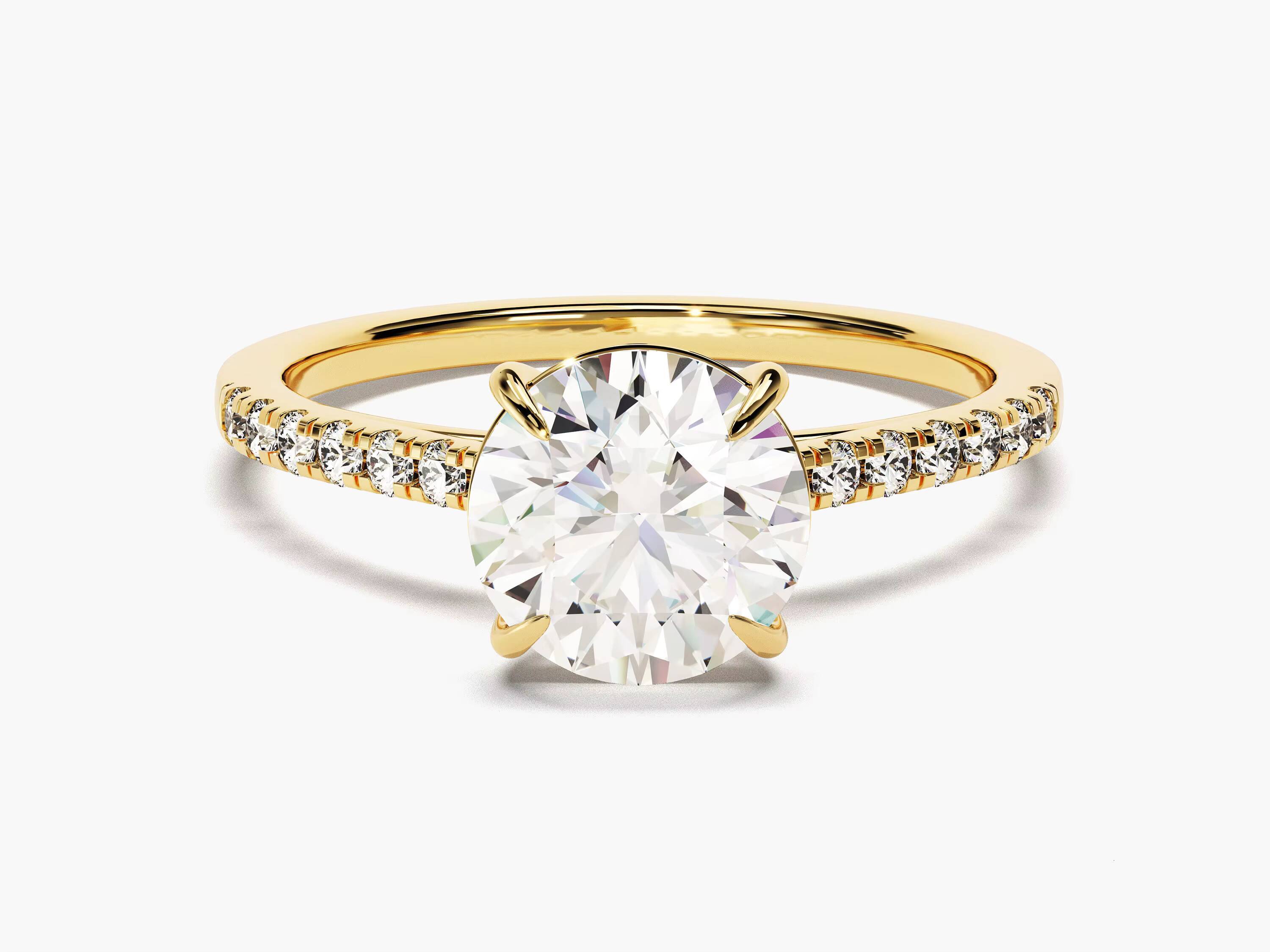 Round Cut Engagement Diamond Ring 14k 18K Solid Gold Simple Solitaire Diamond Ring Bridal Promise Ring