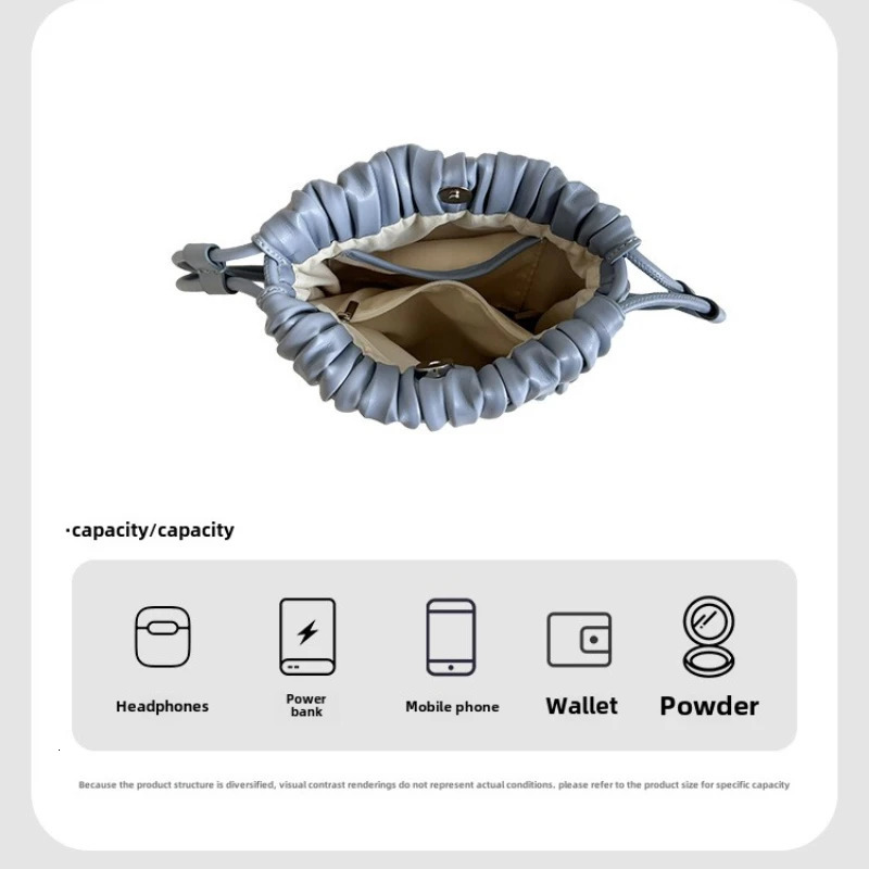 Summer Fashion Crossbody Bag Womens PU Single Shoulder Mini Bag Versatile Pleated Casual Small Square Bag 251027