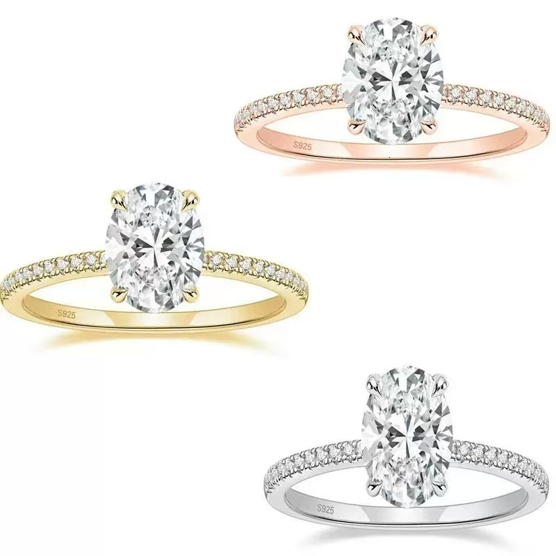 Wholesale Moissanite Solitaire Engagement Rings Women Jewelry Pass Diamond Tester 925 Silver Emerald Cut Vvs Diamond Ring