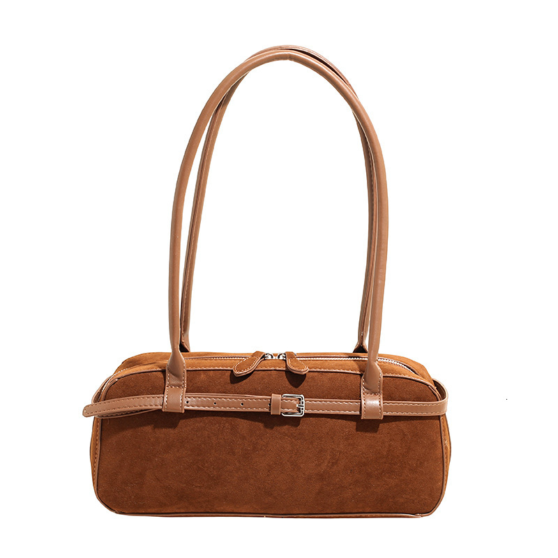 Free shipping designer bag Autumn and Winter New Underarm Bag Matte Single Shoulder Bag Large Capacity Belt Buckle Suede Baguette Bag