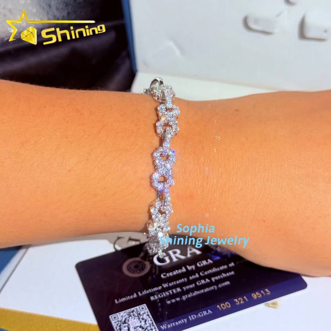 Infinity Design Necklace Luxury Fine Jewelry Gold Plated 925 Sterling Silver Pass Diamond Tester Moissanite Cuban Bracelet