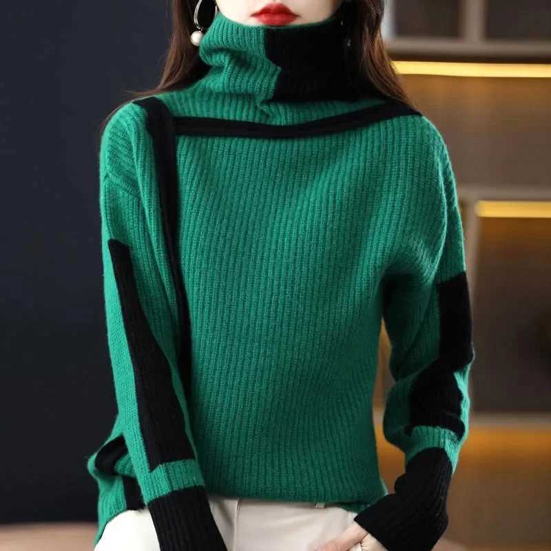 Women Sweater Autumn Winter Turtleneck Warm Knitwear Korean Casual Solid Bottoming Shirt Fashion Knit Pullovers Brown SweaterT251027