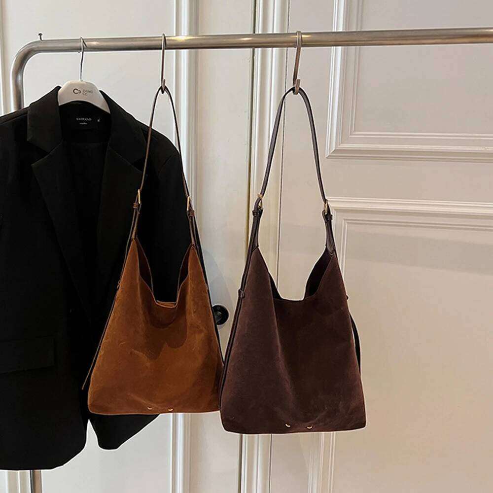 Designer Luxury Shoulder Retro Matte Suede Bucket For Women New Tote Simple Large Capacity Single Shoulder Crossbody Bag