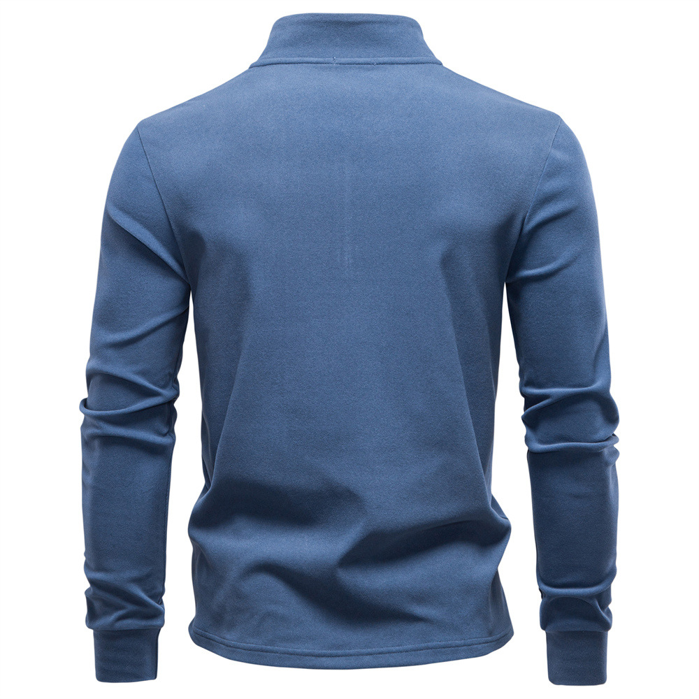 2025 New Autumn/Winter Men's Stand Collar Half-Zip Long Sleeve Velvet Warm Base Layer Shirt Men's Sweatshirt European Size S-2XL