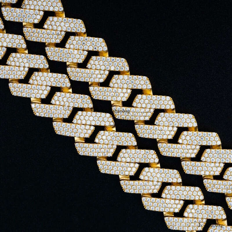 Multi-row Lecd Out Miami Chain Sterling Sier VVS Moissanite Hip Hop Cuban Necklace aaa