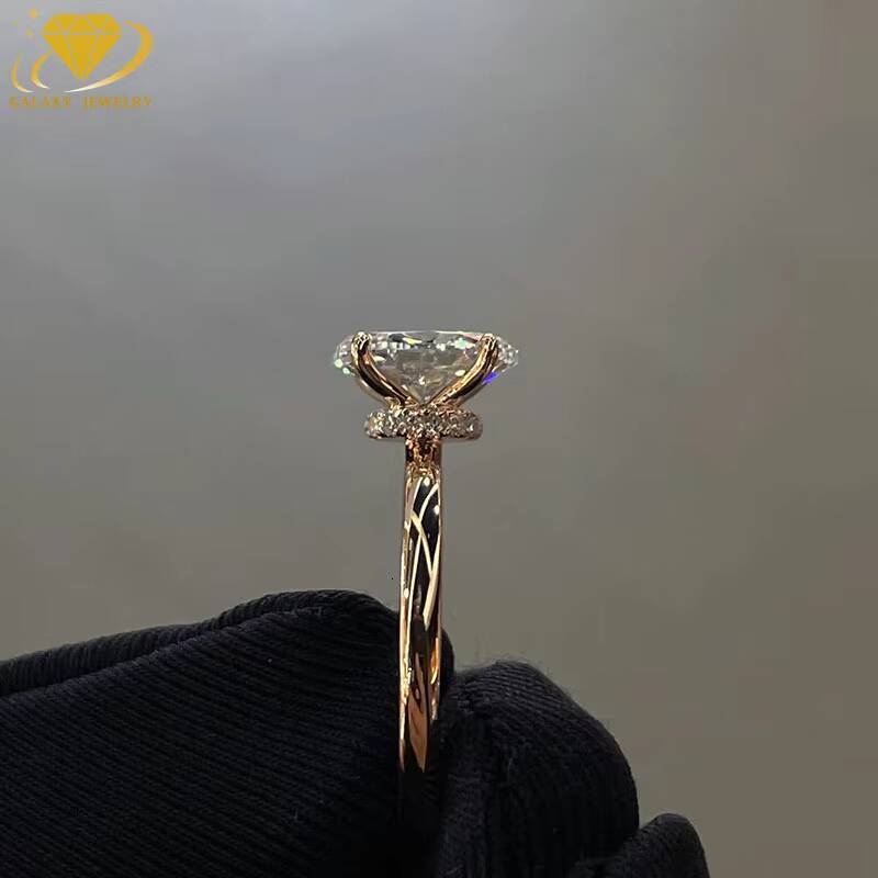 Luxury Jewelry Custom 18K Gold Oval Cut Lab Grown Diamond Ring Pass The Diamond Tester Ring For Women