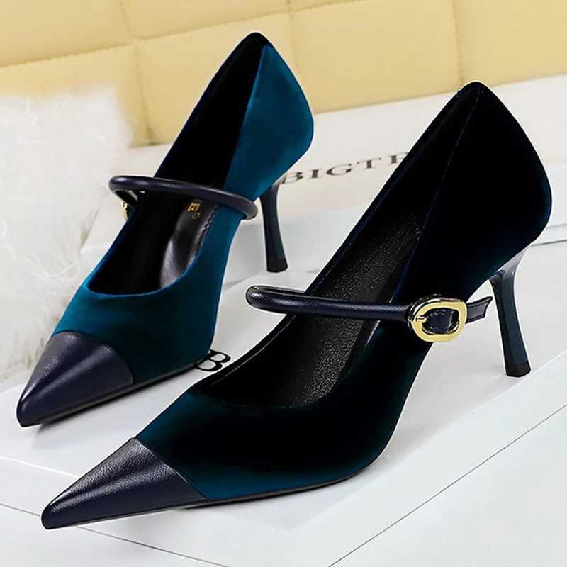 BIGTREE Shoes New Buckle Design Women Pumps Pointed Shoes High Heels Suede Stilettos Heels 7cm 10cm Ladies Shoes Large Size 43XJ251027