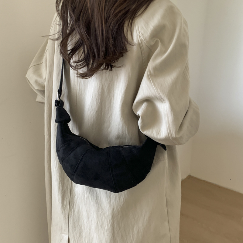 Free shipping designer bag Relaxed Suede Crossbody Bag for Women Large Capacity Horn Bag Versatile Fashion Commuter Shoulder Bag