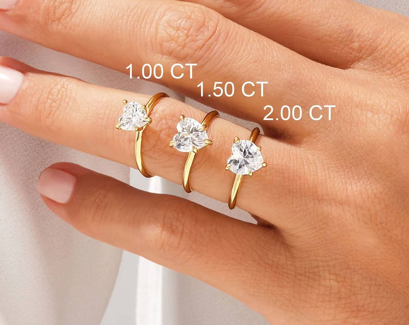 15 CT Heart Cut Solitaire Diamond Engagement Ring 14k 18k Gold Solo Ring Promise Ring for Women