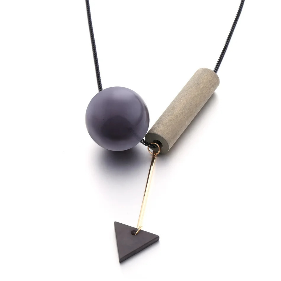 Vintage Geometric Wood Beads Pendants Necklaces for Women Simple Black Chain Necklace Fashion Jewelry for Gifts Party 251020