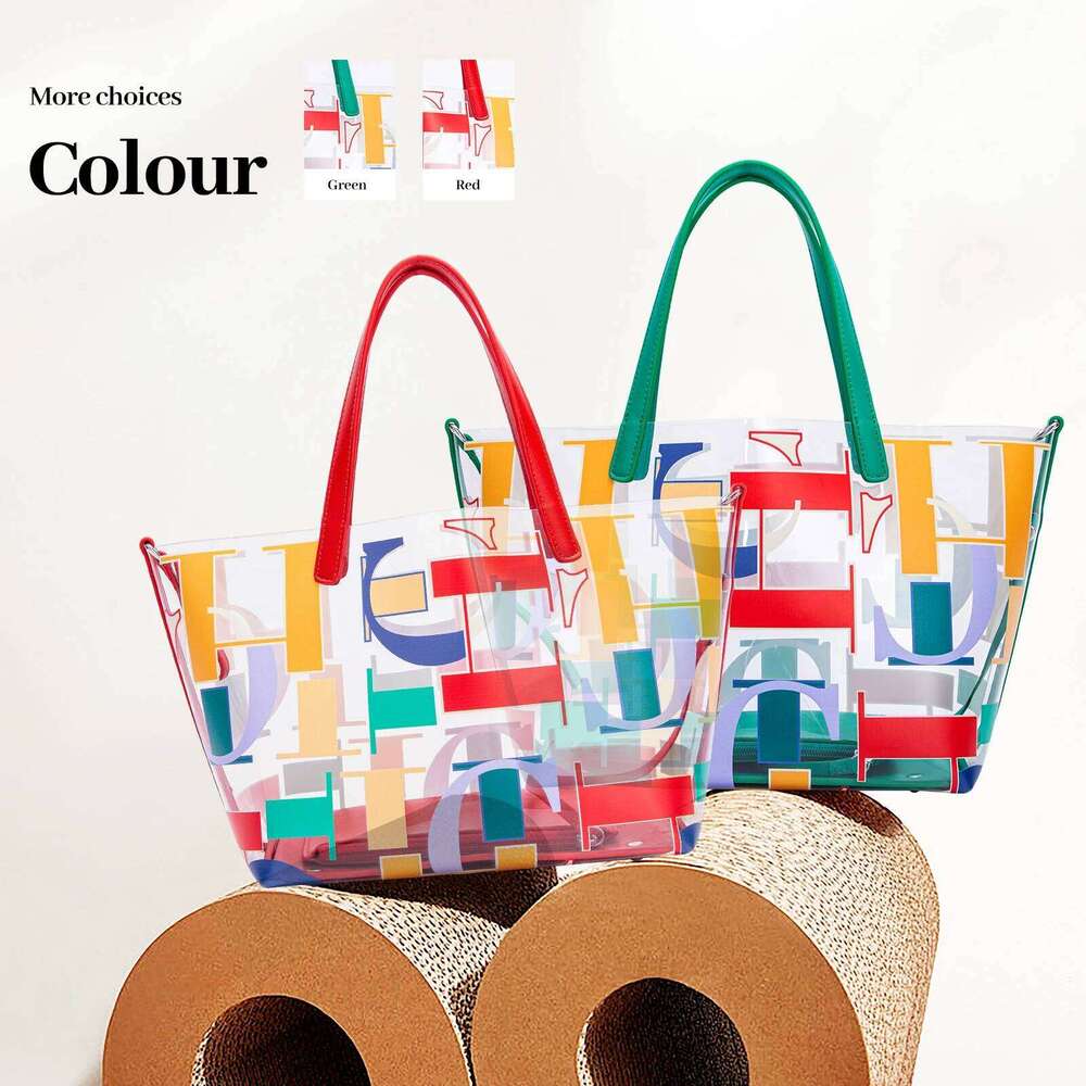 Large Capacity Commuter Business Office Shoulder Bag Classic Transparent Color New 2024 Women's Handbag