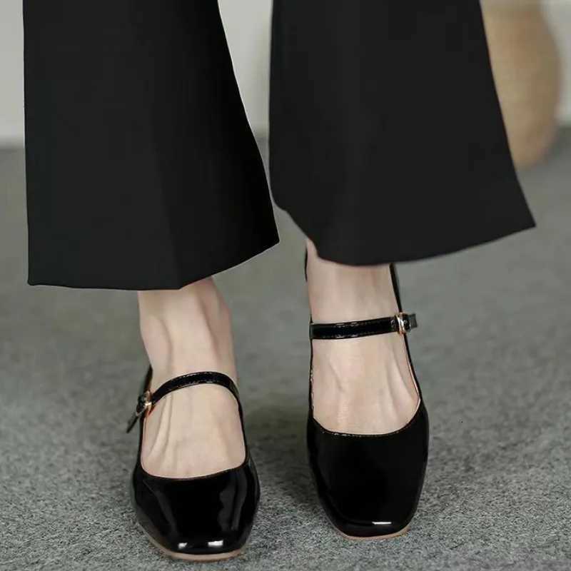 Women Chunky Heel Shoes Spring Pu Leather Buckle Strap Mid Heels Women Mary Jane Shoes Dress Office Shallow Ladies ShoesXJ251027