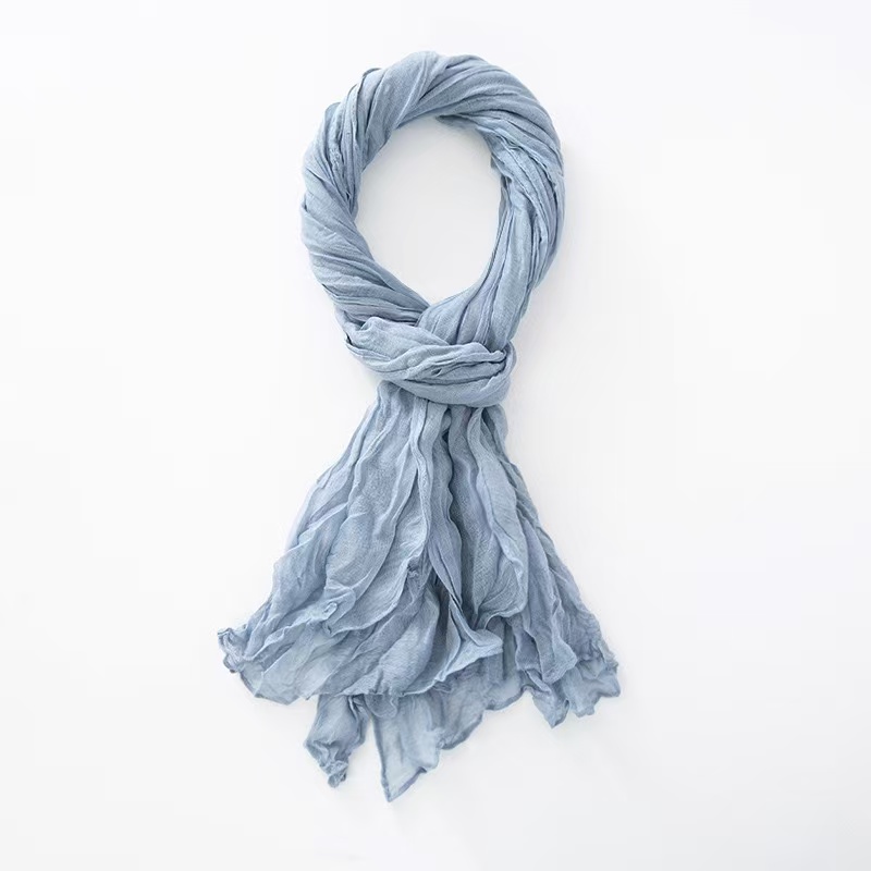 T2180 summer new solid color gradient cotton monochrome chiffon scarf