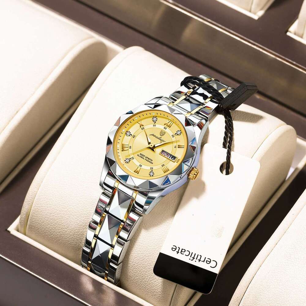 Swiss Brand New Women's Waterproof Dual Calendar Luminous Quartz Watch Live