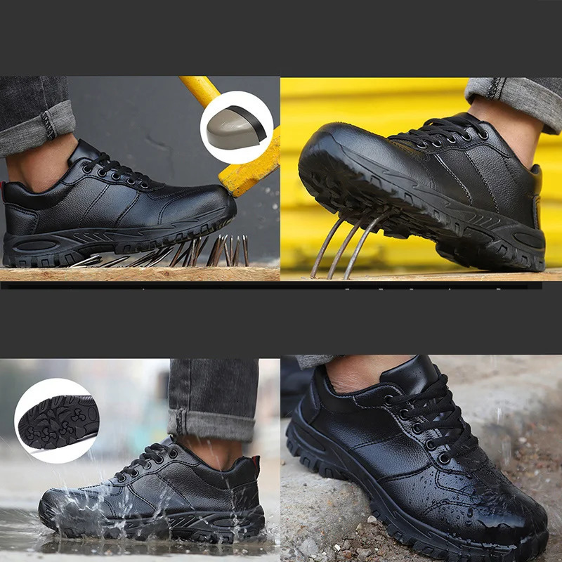 Waterproof Safety Shoes Men Steel Toe Work Boots Antismash PunctureProof Leather Shoes Protective Boots Indestructible Shoes 251023