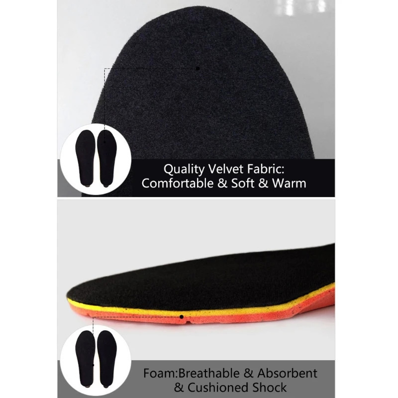 USB Rechargeable Heated Shoe Insoles with 3 Heat Settings Thermal Insoles Wireless Foot Warmer for Women and Men251020