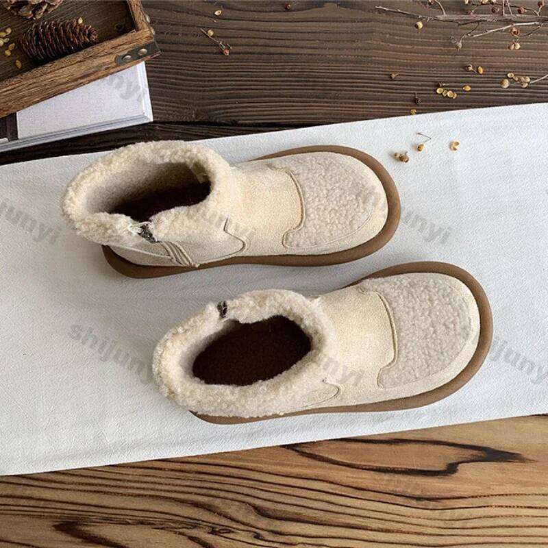 Women Retro Flats Suede Ankle Boots Winter New Trend Flat Warm Cotton Shoes Female Casual Walking Cozy Non-slip Botas