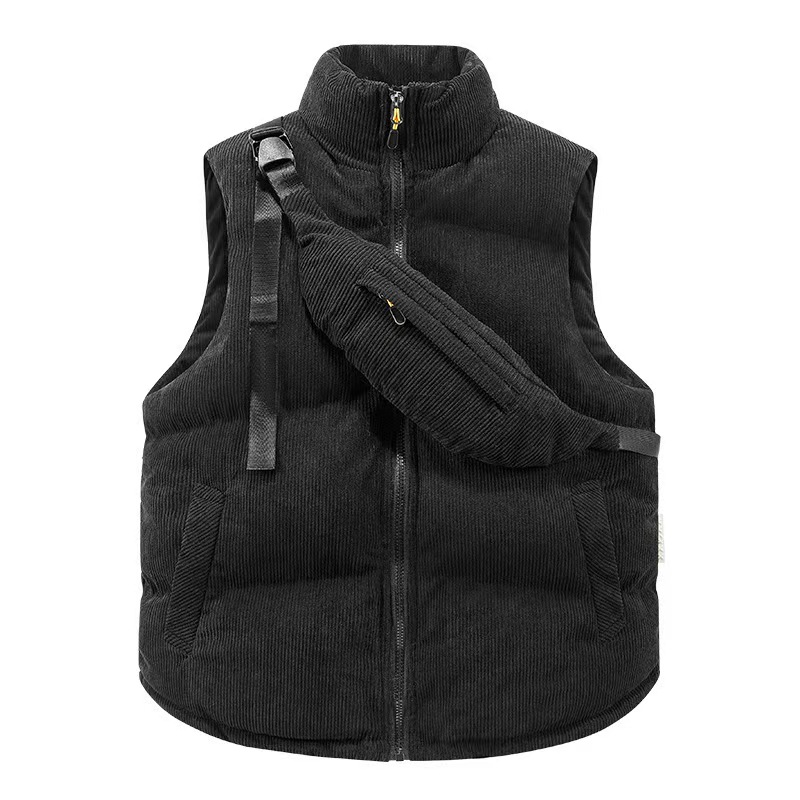 Corduroy explosions in autumn and winter 2025 stand collar new cotton vest with satchel fashion vest jacket vest.