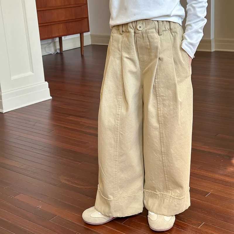 Childrens Pants Fashionable Straight Leg Pants Autumn New Trend Boys and Girls Solid Color Splicing Casual PantsT251027