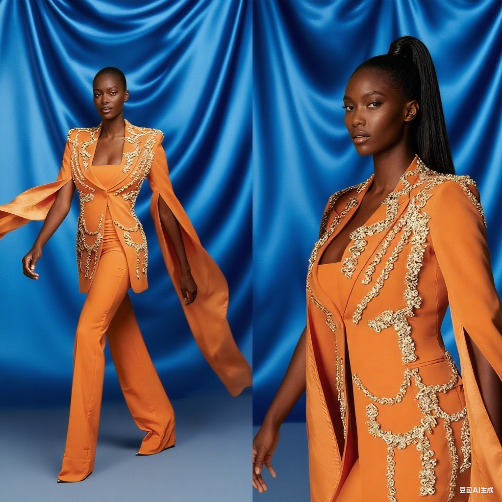 Crystal Women Pants Suits 2 Pieces Long Cape Sleeves Blazer Customized Formal Special Occasion Evening Party Show Outfit