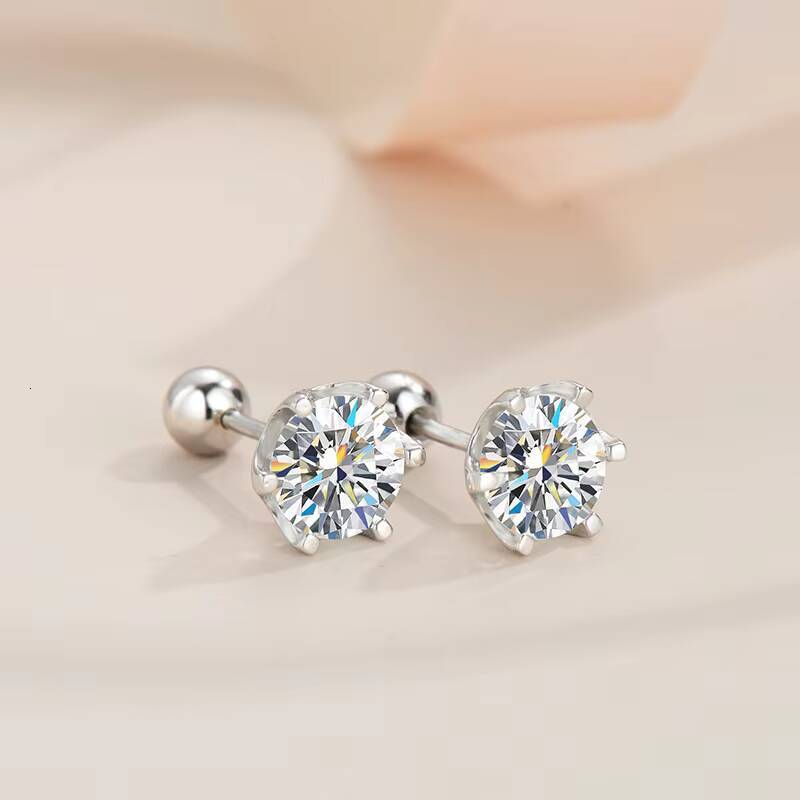 Fashion Jewelry Luxury Earrings 032Carat 925 Sterling Silver Vvs Sixclaw Moissanite Diamond Stud Earring for Women