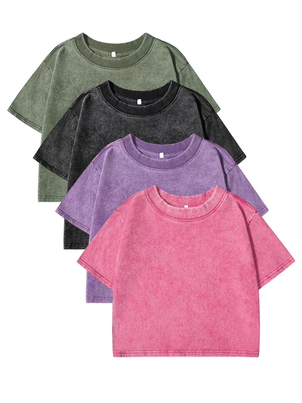 100 Cotton Washed TShirts For Women Loose ONeck Crop Tops Y2k Street Female Clothes Summer Casual Vintage Short Sleeve Tees 251027